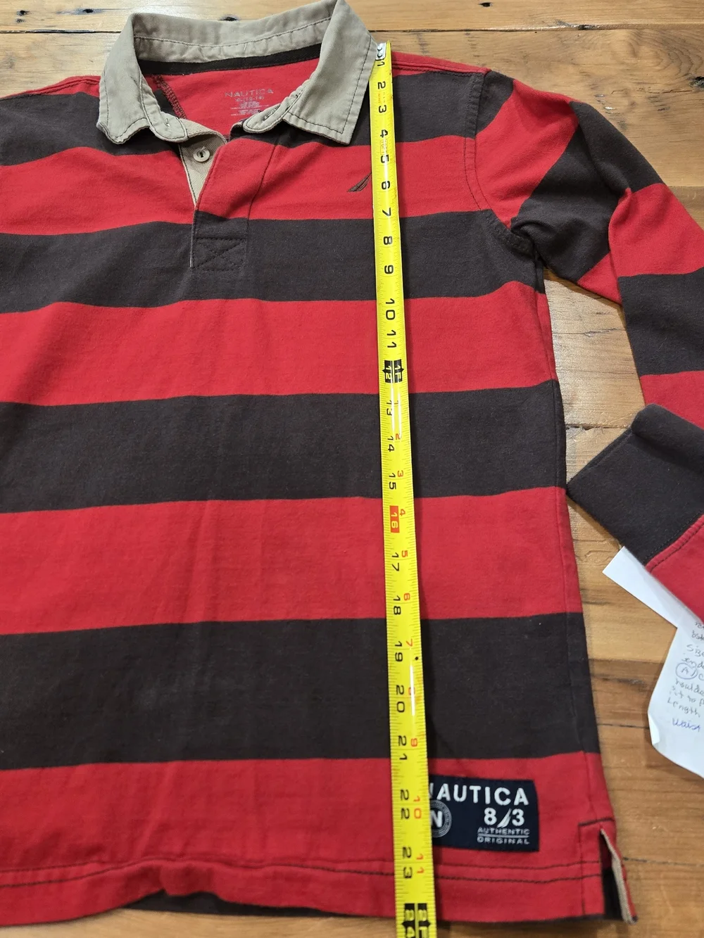 Nautica Boys' Red & Black Striped Rugby Shirt Size 12-14 (XL)
